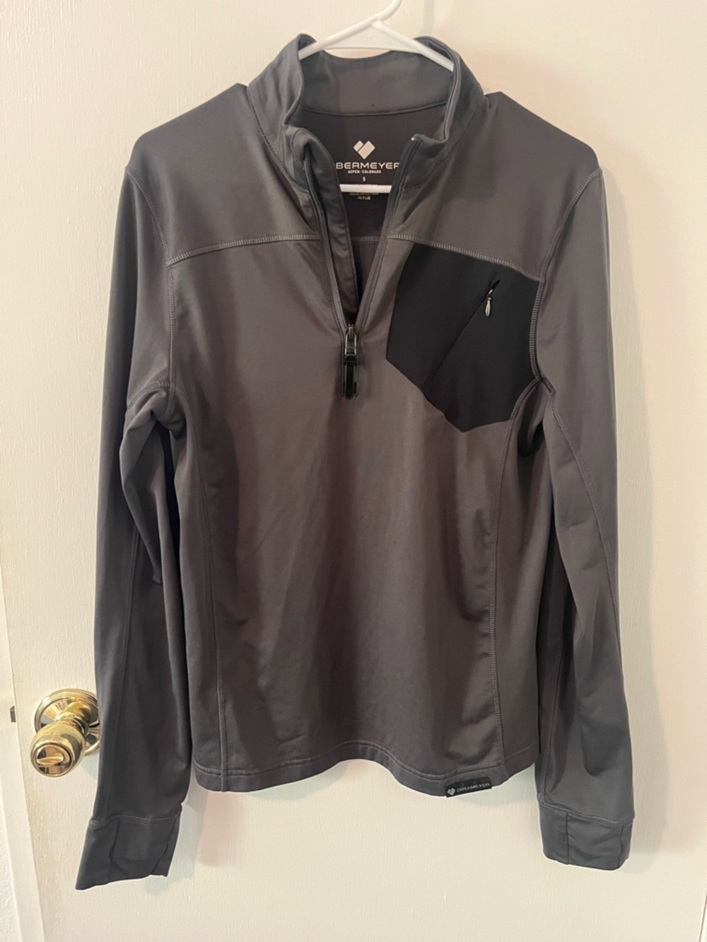 Obermeyer Flex Mens Quarter Zip Gun Powder Gray Technical Base Layer Small